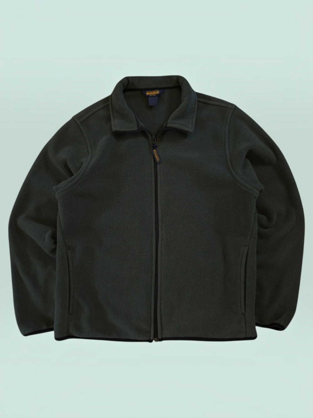 Vintage Woolrich Zip-Up Fleece Sweater forest green full zip jacket - Medium